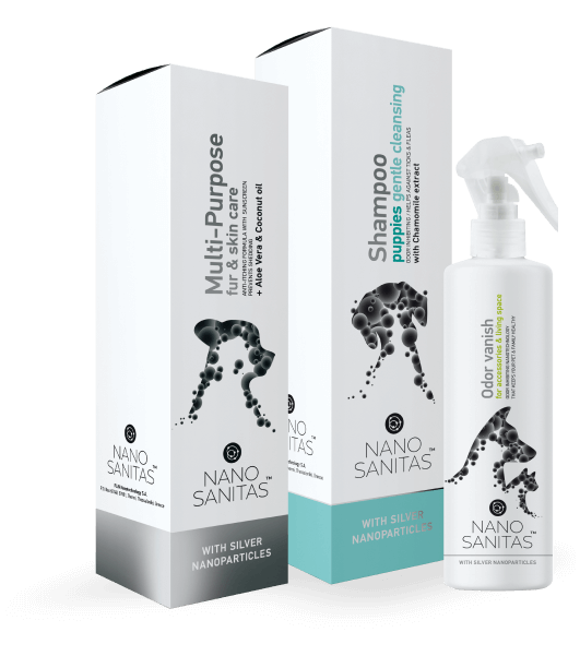 Our grooming Silver line consists of ph-blanaced shampoos, a multi-purpose spray and a spray against odors