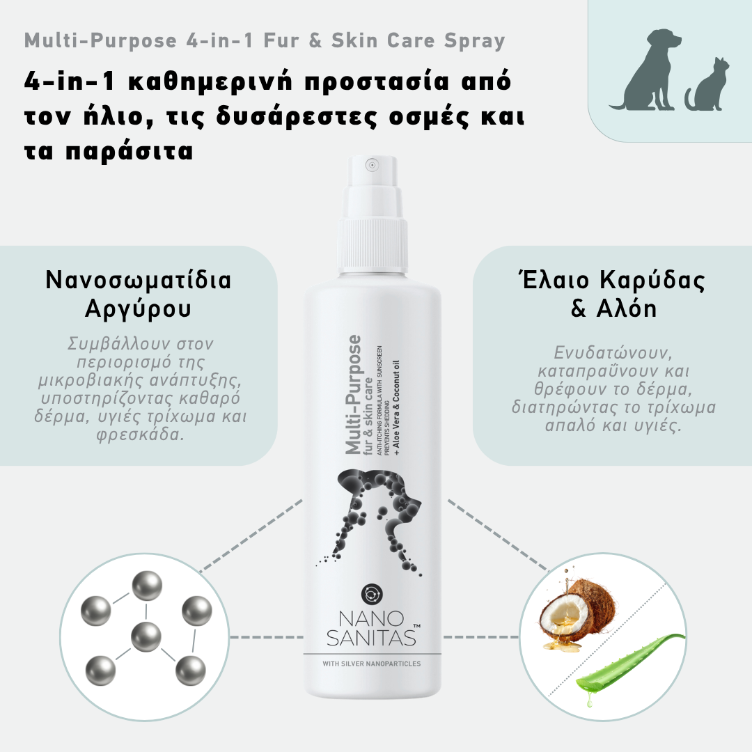 Multi-Purpose 4-in-1 Fur & Skin Care Spray with coconut oil and aloe extract 250ml - Image 3