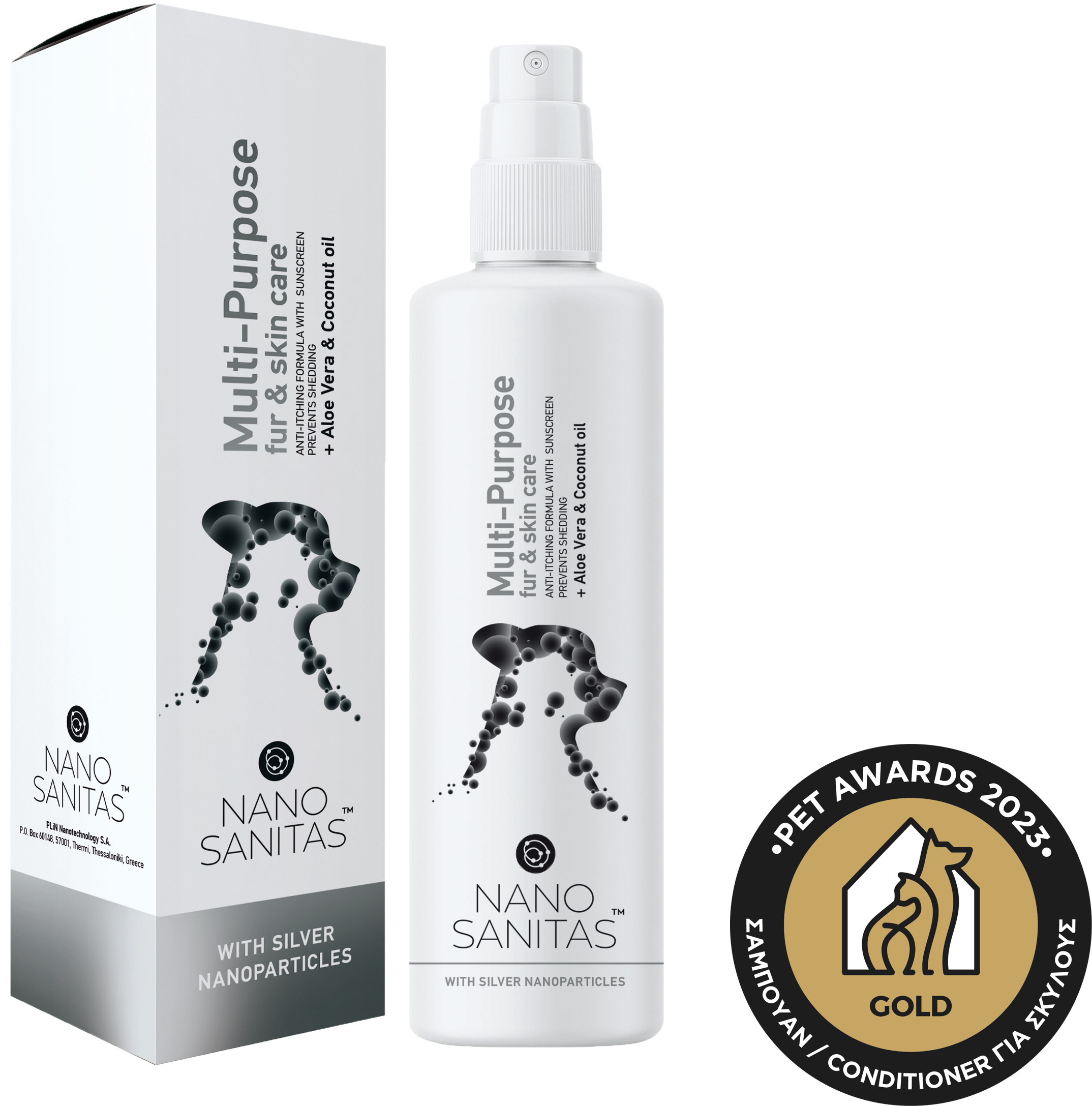 Multi-Purpose 4-in-1 Fur & Skin Care Spray with coconut oil and aloe extract 250ml